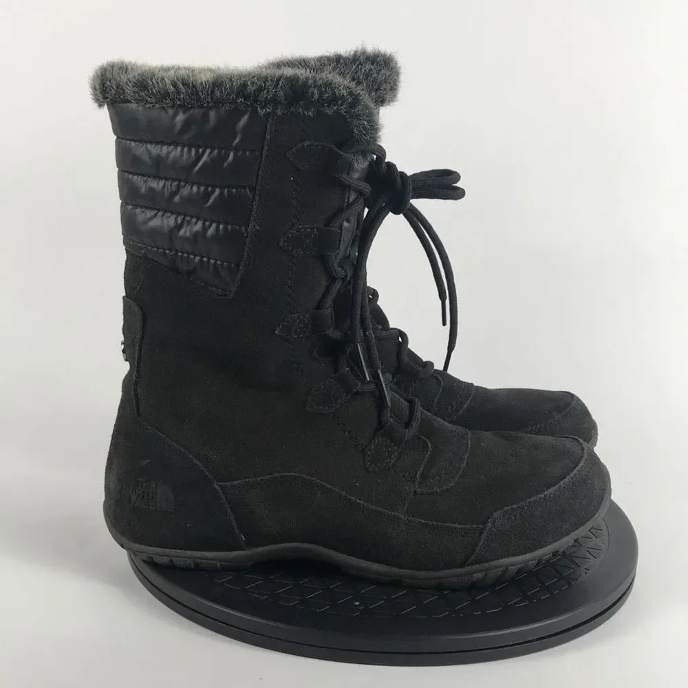 The North Face Nuptse Purna II Black Suede Winter Boots Women’s Size 9.5 - Picture 4 of 11